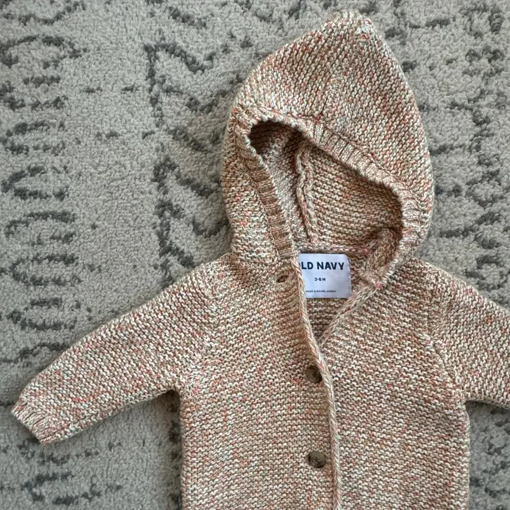 Old Navy Infant Girl Confetti Multicolored Hooded Sweater Cardigan 3-6M